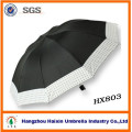 Black Ribs Frame Brazil 3 Fold Rain Umbrella